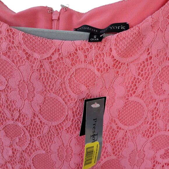 Preston & York Penny Knit Dress Pink Lace Short Sleeve Sheath Dress Women Sz S - Picture 4 of 7